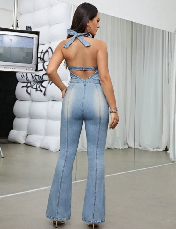 Blue halter neck jumpsuit - Image 2
