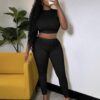Black washed textured two piece set