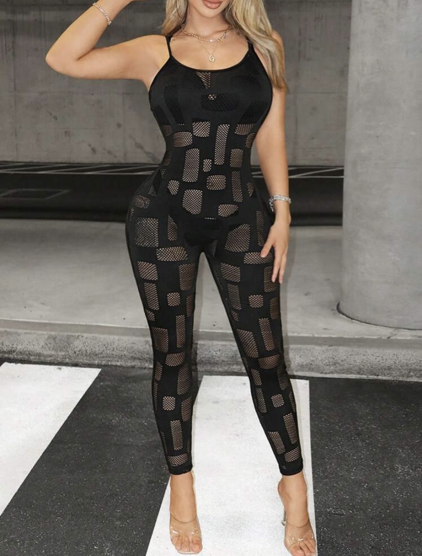 Black see through jumpsuit