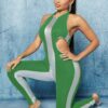 Green and silver backless jumpsuit
