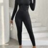 Black backless long sleeve jumpsuit