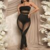 Black tube sheer insert jumpsuit