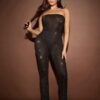 Black sparkly see through tube jumpsuit
